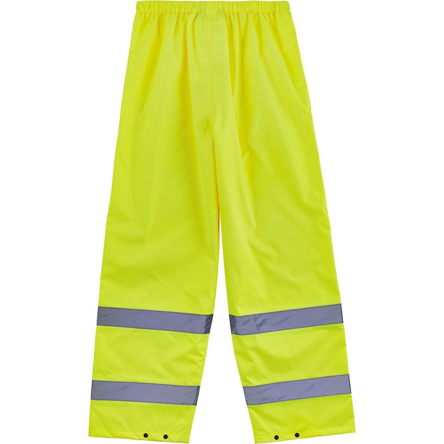 Ergodyne 8916 Lightweight Hi-Vis Rain Pants - Class E - For Rain Protection - 2-Xtra Large Size - Lime - Polyurethane, 150D Oxford Polyester