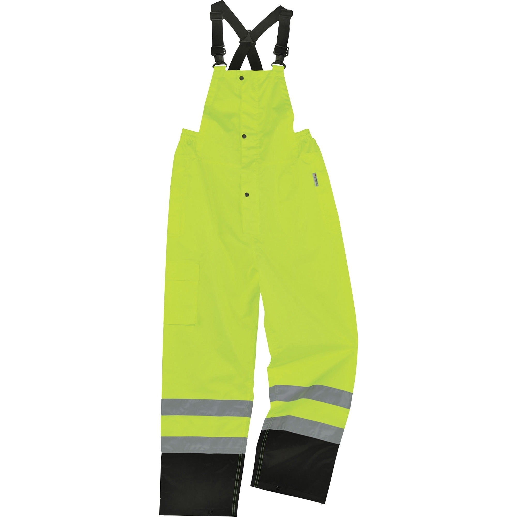 Ergodyne 8918BK Class E Bottom Rain Bibs - Bib Overall - Medium - Lime - 300D Oxford Polyester, Polyurethane