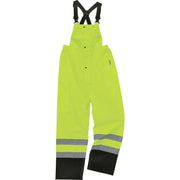 Ergodyne 8918BK Class E Bottom Rain Bibs - Bib Overall - 4XL - Lime - 300D Oxford Polyester, Polyurethane
