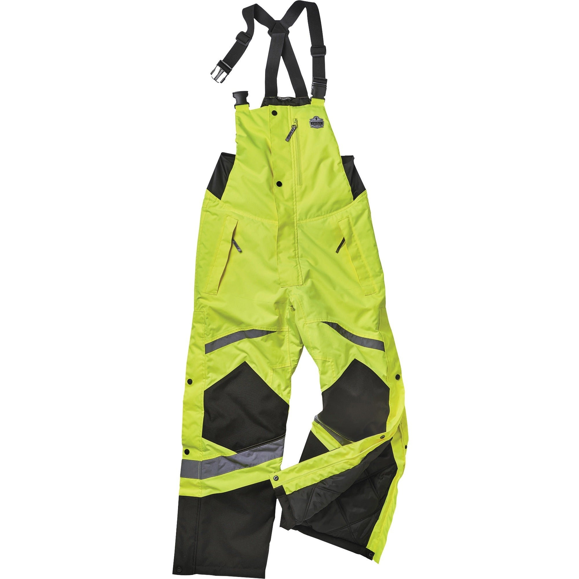 Ergodyne 8928 Class E Insulated Bibs - Bib Overall - XX-Large - Lime - Polyurethane, 300D Oxford Polyester