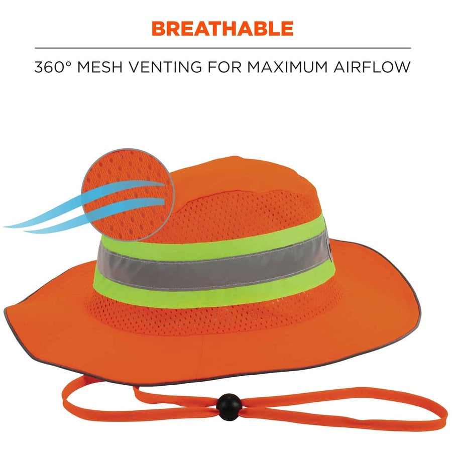 Ergodyne 8935 HI-Vis Ranger Sun Hat - Large (L)/Extra Large (XL) Size - Polyester - Orange