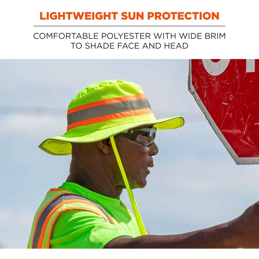 Ergodyne 8935 HI-Vis Ranger Sun Hat - Small (S)/Medium (M) Size - Polyester - Lime