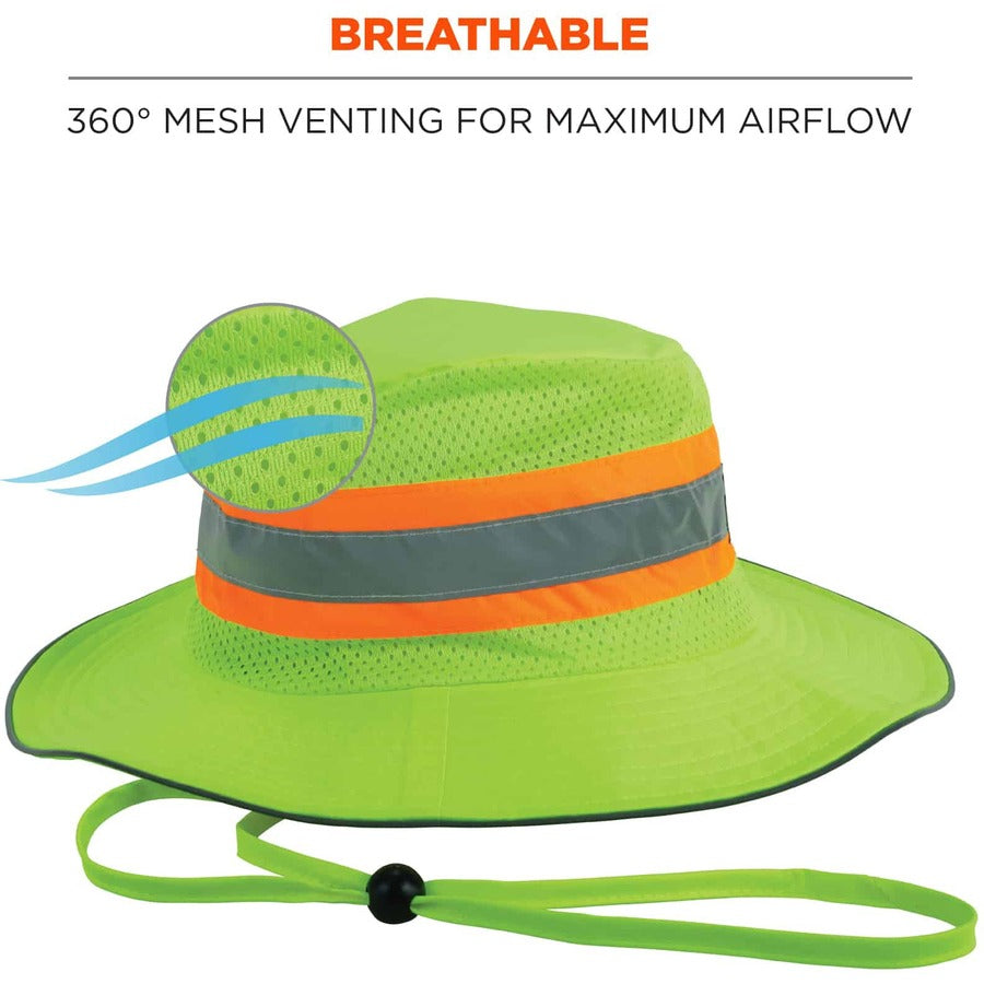 Ergodyne 8935 HI-Vis Ranger Sun Hat - Small (S)/Medium (M) Size - Polyester - Lime