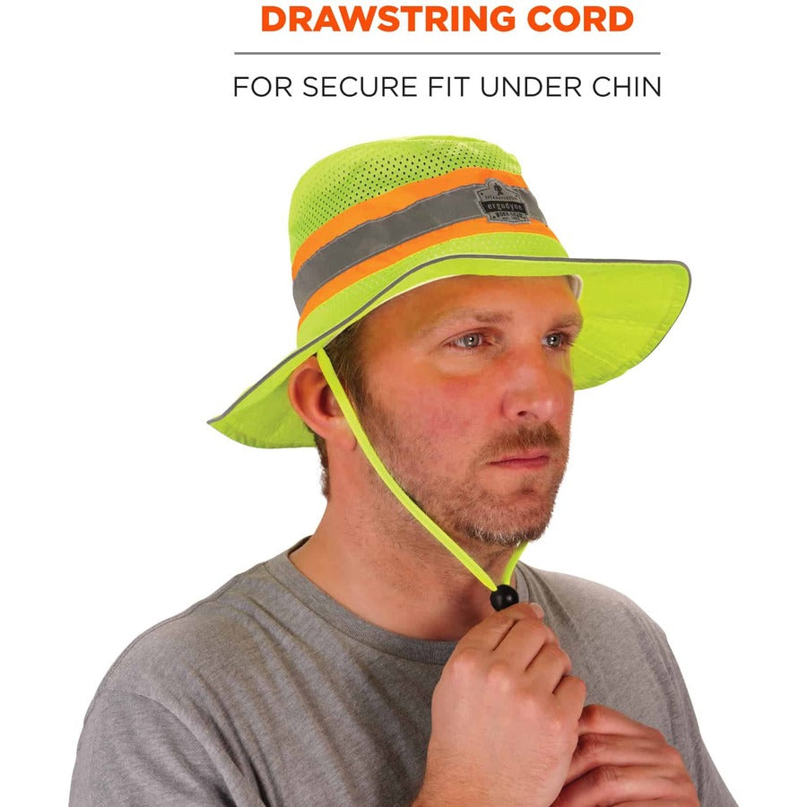 Ergodyne 8935 HI-Vis Ranger Sun Hat - Small (S)/Medium (M) Size - Polyester - Lime