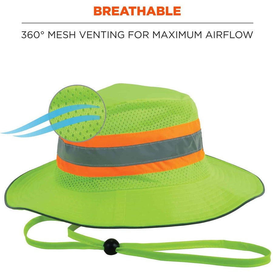 Ergodyne 8935 HI-Vis Ranger Sun Hat - Large (L)/Extra Large (XL) Size - Polyester - Lime