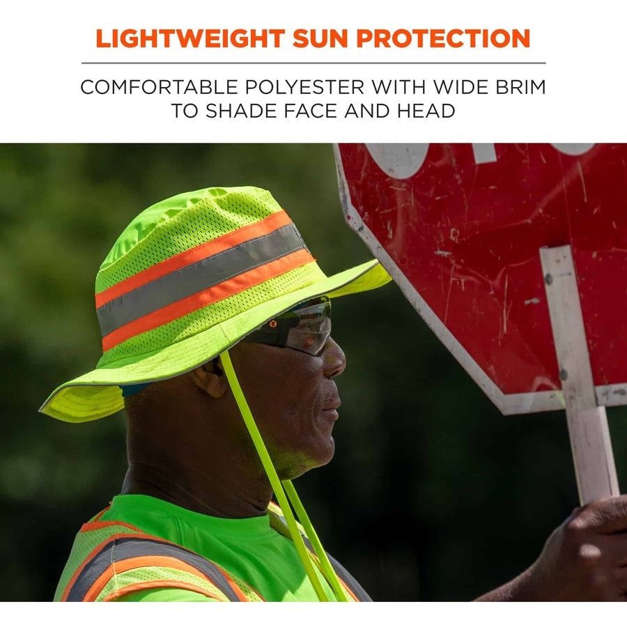 Ergodyne 8935 HI-Vis Ranger Sun Hat - Large (L)/Extra Large (XL) Size - Polyester - Lime