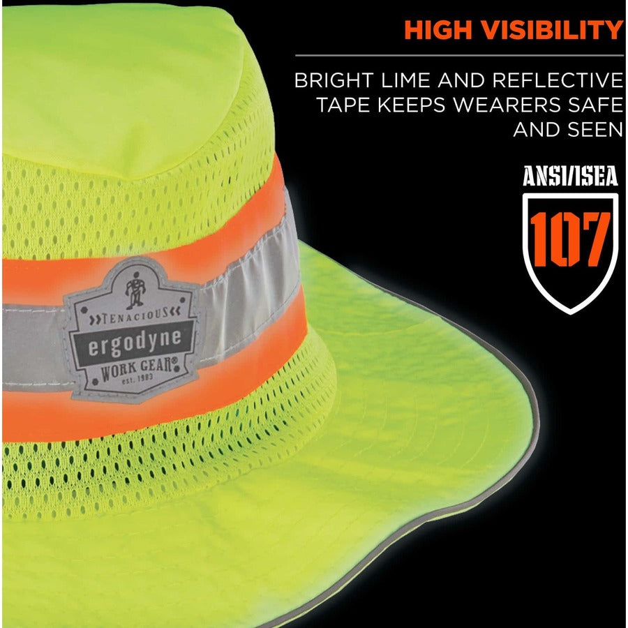 Ergodyne 8935 HI-Vis Ranger Sun Hat - 2XL/3XL Size - Polyester - Lime