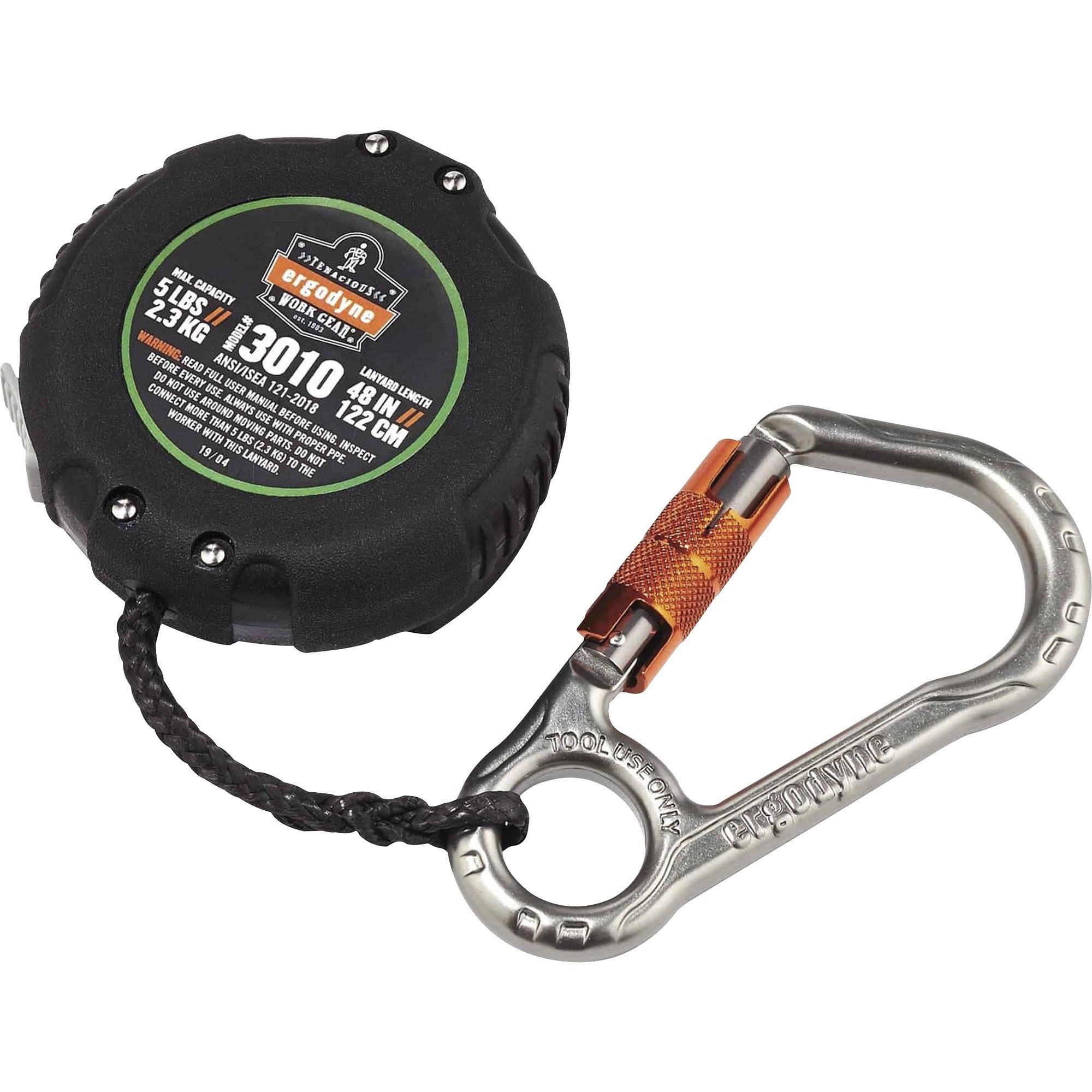 Adjustable - 5 lb Load Capacity - Standard - Carabiner Attachment - 1" Height x 9.3" Width x 48" Length - Black - Aluminum, ABS Plastic - 1 Each