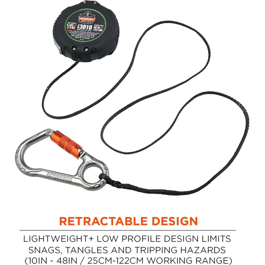 Adjustable - 5 lb Load Capacity - Standard - Carabiner Attachment - 1" Height x 9.3" Width x 48" Length - Black - Aluminum, ABS Plastic - 1 Each