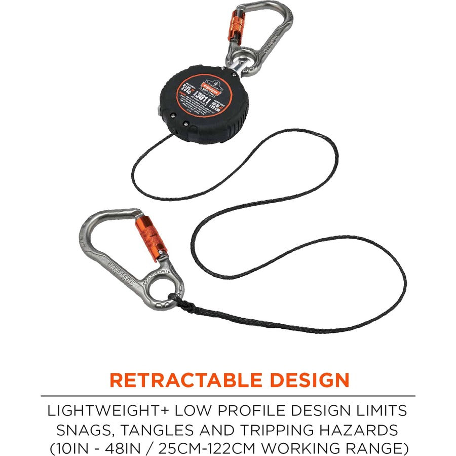 Adjustable - 8 lb Load Capacity - Standard - Carabiner Attachment - 1" Height x 9.3" Width x 48" Length - Black - Aluminum, ABS Plastic - 1 Each