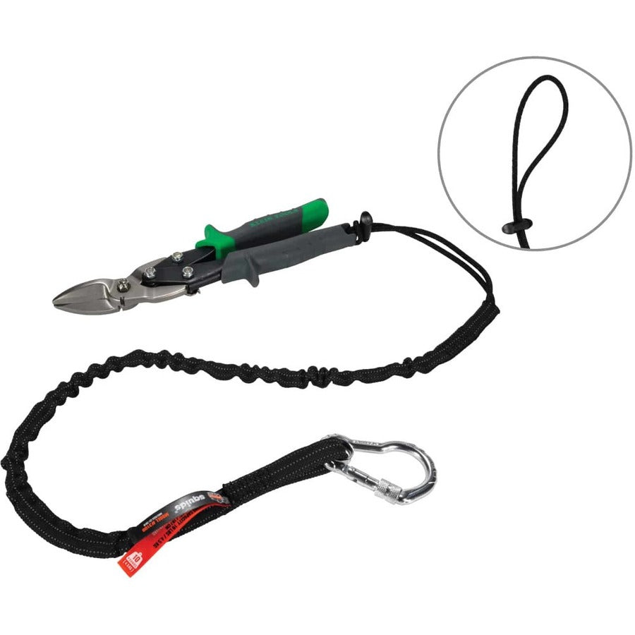 Ergodyne 3100 Single Carabiner Tool Lanyard - 10lbs - Adjustable - 10 lb Load Capacity - Extended - Carabiner Attachment - 11.3" Height x 1" Width x 54" Length - Black - Nylon Webbing, Aluminum - 6 / Carton
