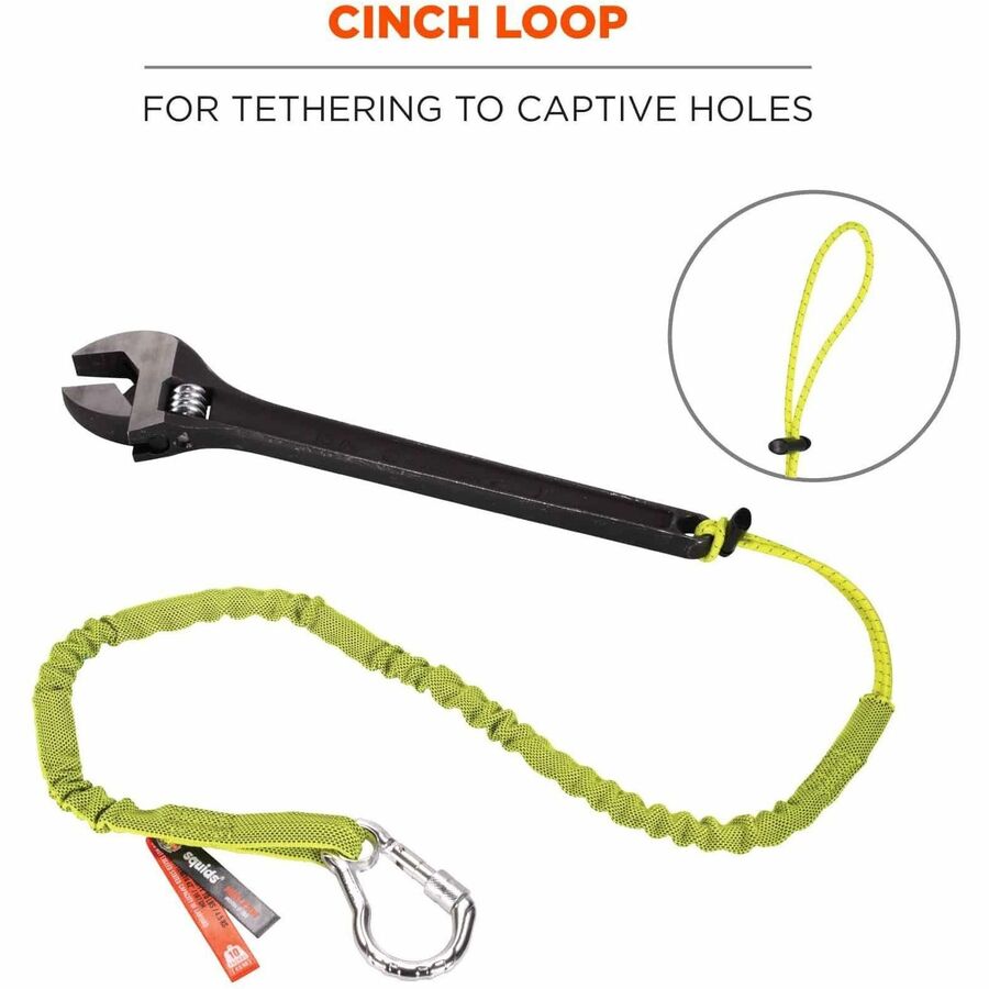 Adjustable - 10 lb Load Capacity - Extended - Carabiner Attachment - 11.3" Height x 1" Width x 54" Length - Lime - Aluminum, Nylon Webbing - 6 / Carton