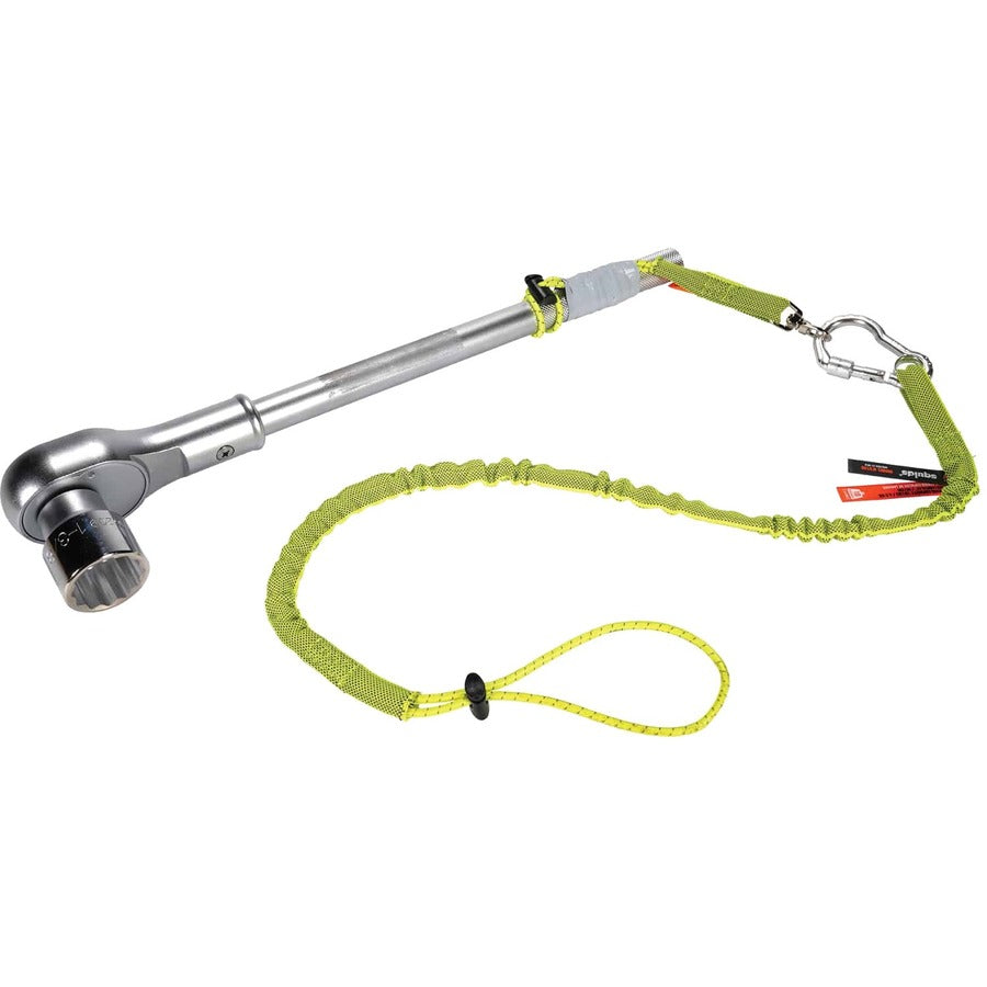 Ergodyne 3100 Single Carabiner Tool Lanyard - 10lbs - Adjustable - 10 lb Load Capacity - Standard - Carabiner Attachment - 11.3" Height x 1" Width x 45" Length - Lime - Nylon Webbing, Aluminum - 6 / Carton