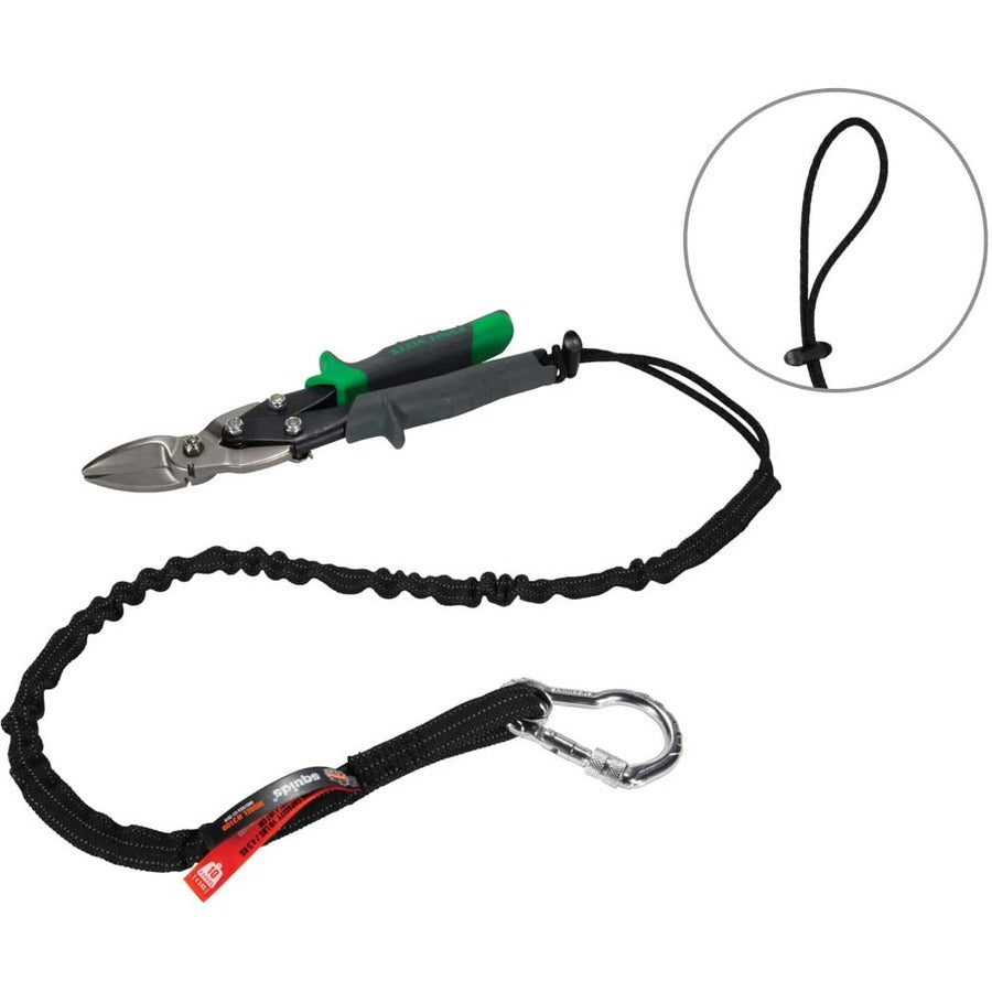 Ergodyne 3100-100pk Single Carabiner Tool Lanyard - 10lbs - Adjustable - 10 lb Load Capacity - Standard - Carabiner Attachment - 23.6" Height x 7.9" Width x 19.7" Length - Black - Aluminum, Nylon Webbing - 100 / Carton