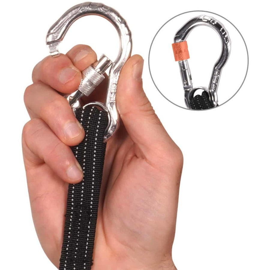 Ergodyne 3100-100pk Single Carabiner Tool Lanyard - 10lbs - Adjustable - 10 lb Load Capacity - Standard - Carabiner Attachment - 23.6" Height x 7.9" Width x 19.7" Length - Black - Aluminum, Nylon Webbing - 100 / Carton