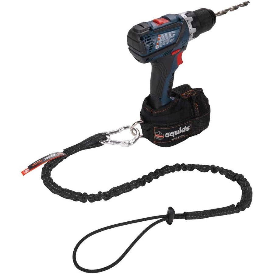 Ergodyne 3100-100pk Single Carabiner Tool Lanyard - 10lbs - Adjustable - 10 lb Load Capacity - Standard - Carabiner Attachment - 23.6" Height x 7.9" Width x 19.7" Length - Black - Aluminum, Nylon Webbing - 100 / Carton