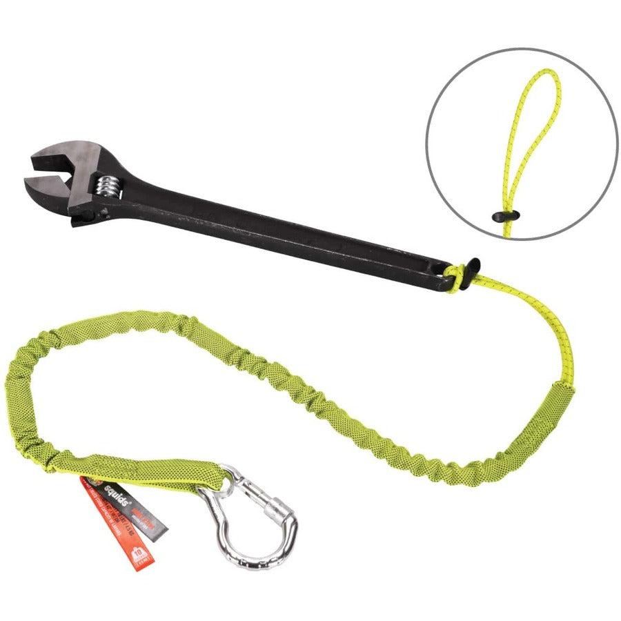 Ergodyne 3100-100pk Single Carabiner Tool Lanyard - 10lbs - 10 lb Load Capacity - Standard - Carabiner Attachment - 23.6" Height x 7.9" Width x 45" Length - Lime - Aluminum, Nylon Webbing - 100 / Carton