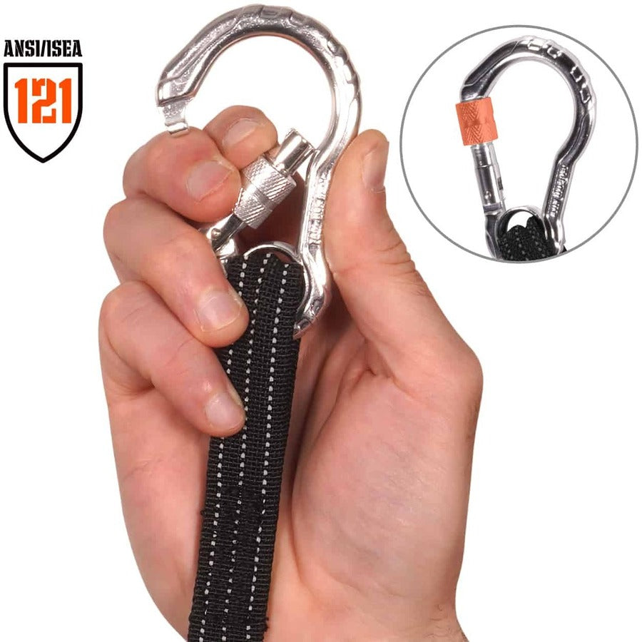 Ergodyne 3100-BULK Single Carabiner Tool Lanyard - 10lbs - 10 lb Load Capacity - Standard - 4" Height x 1" Width x 2" Length - Black - Aluminum, Nylon Webbing - 10 / Carton
