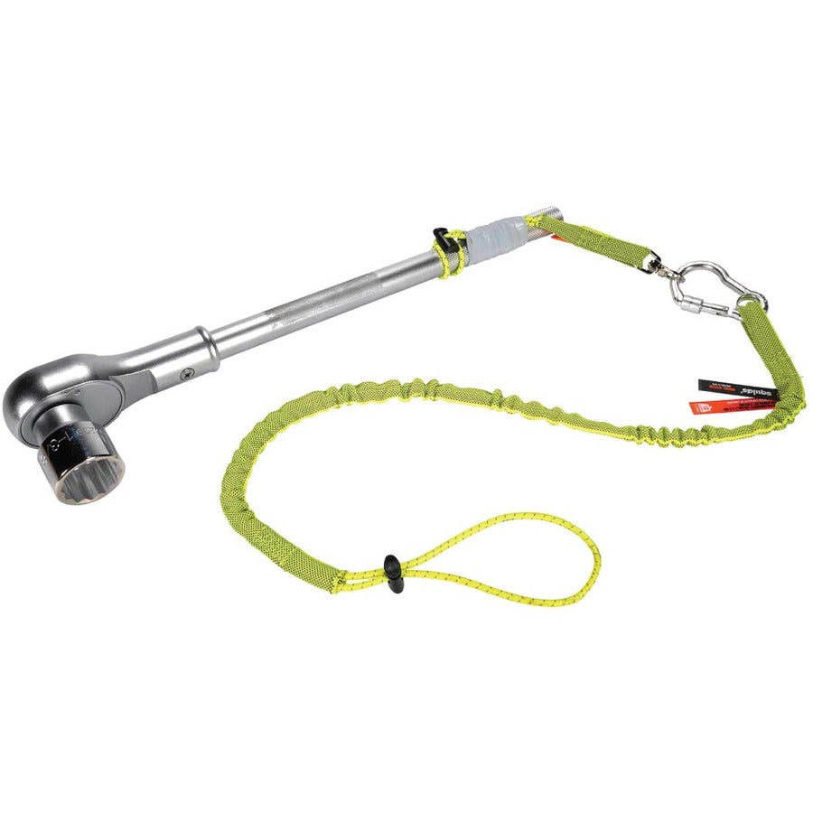 Ergodyne 3100-BULK Single Carabiner Tool Lanyard - 10lbs - Adjustable - 10 lb Load Capacity - Standard - Carabiner Attachment - 4" Height x 11.3" Width x 45" Length - Lime - Aluminum, Nylon Webbing - 10 / Carton