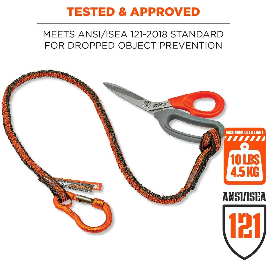 Adjustable - 10 lb Load Capacity - Standard - Carabiner Attachment - 11.3" Height x 1" Width x 48" Length - Orange, Gray - Anodized Aluminum Alloy, Nylon, Polyester Elastic - 6 / Carton