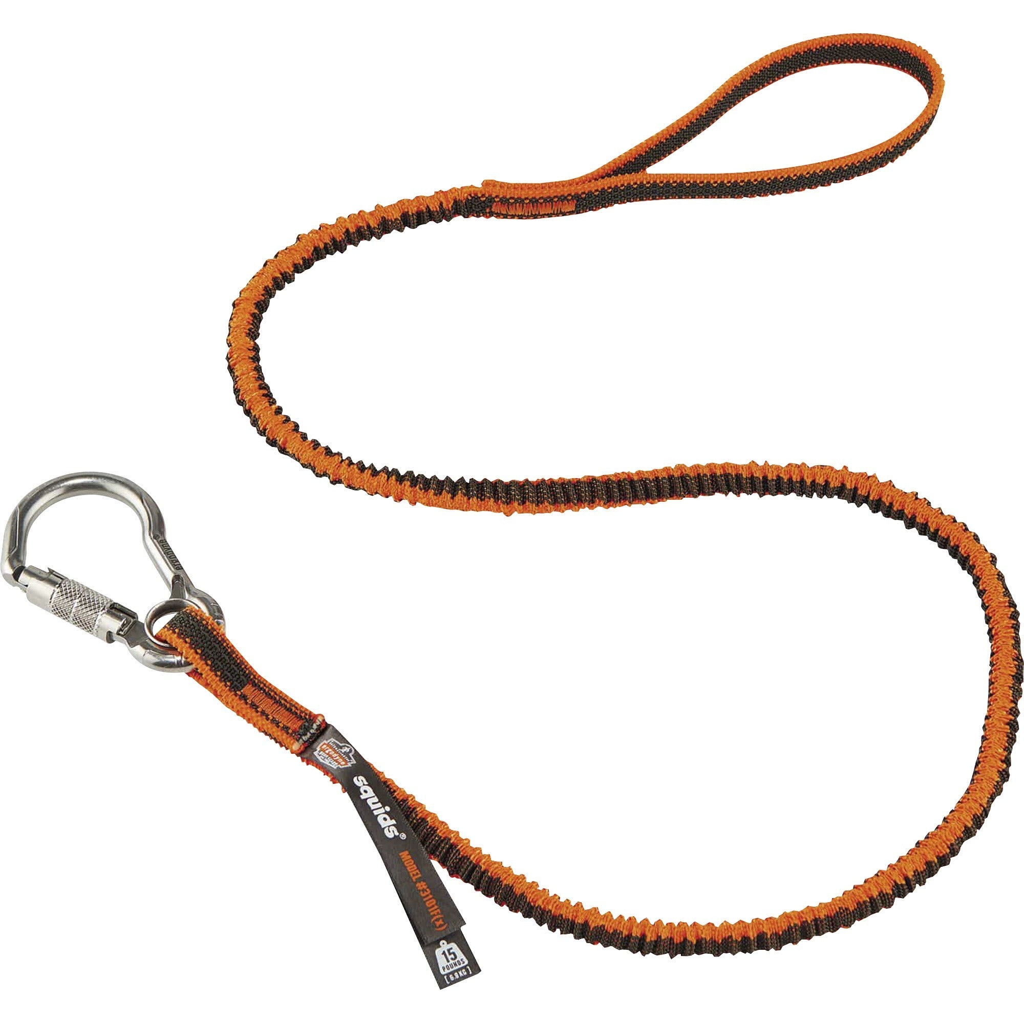 Adjustable - 15 lb Load Capacity - Standard - Carabiner Attachment - 11.3" Height x 1.3" Width x 48" Length - Orange, Gray - Stainless Steel, Polyester Elastic, Nylon - 6 / Carton