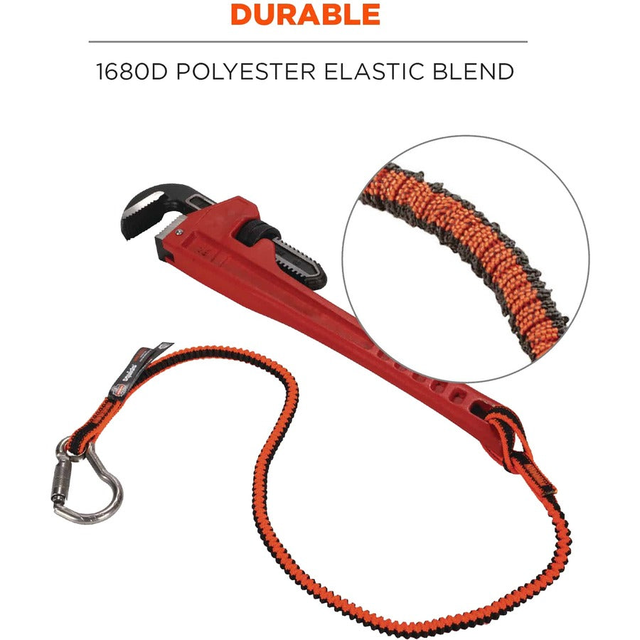 Adjustable - 15 lb Load Capacity - Standard - Carabiner Attachment - 11.3" Height x 1.3" Width x 48" Length - Orange, Gray - Stainless Steel, Polyester Elastic, Nylon - 6 / Carton