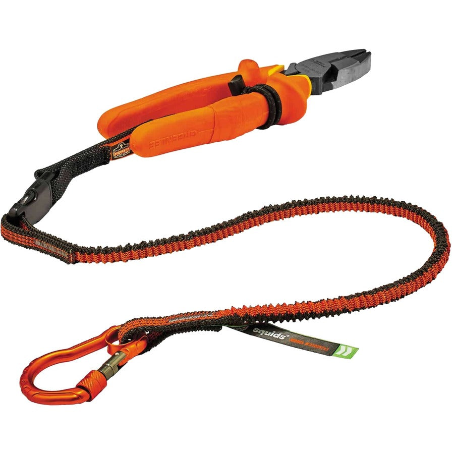 5 lb Load Capacity - Standard - Carabiner Attachment - 11.3" Height x 1" Width x 70" Length - Orange, Gray - Polyester, Elastic Webbing, Nylon, Anodized Aluminum Alloy - 6 / Carton