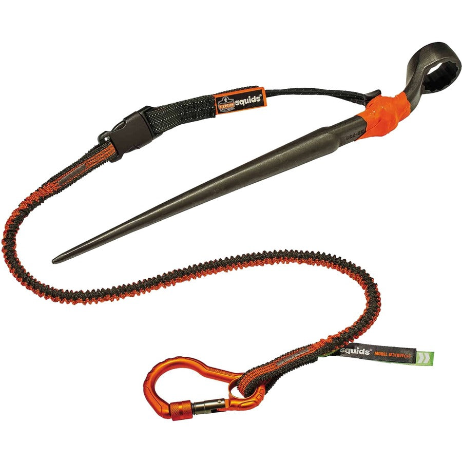 5 lb Load Capacity - Standard - Carabiner Attachment - 11.3" Height x 1" Width x 70" Length - Orange, Gray - Polyester, Elastic Webbing, Nylon, Anodized Aluminum Alloy - 6 / Carton