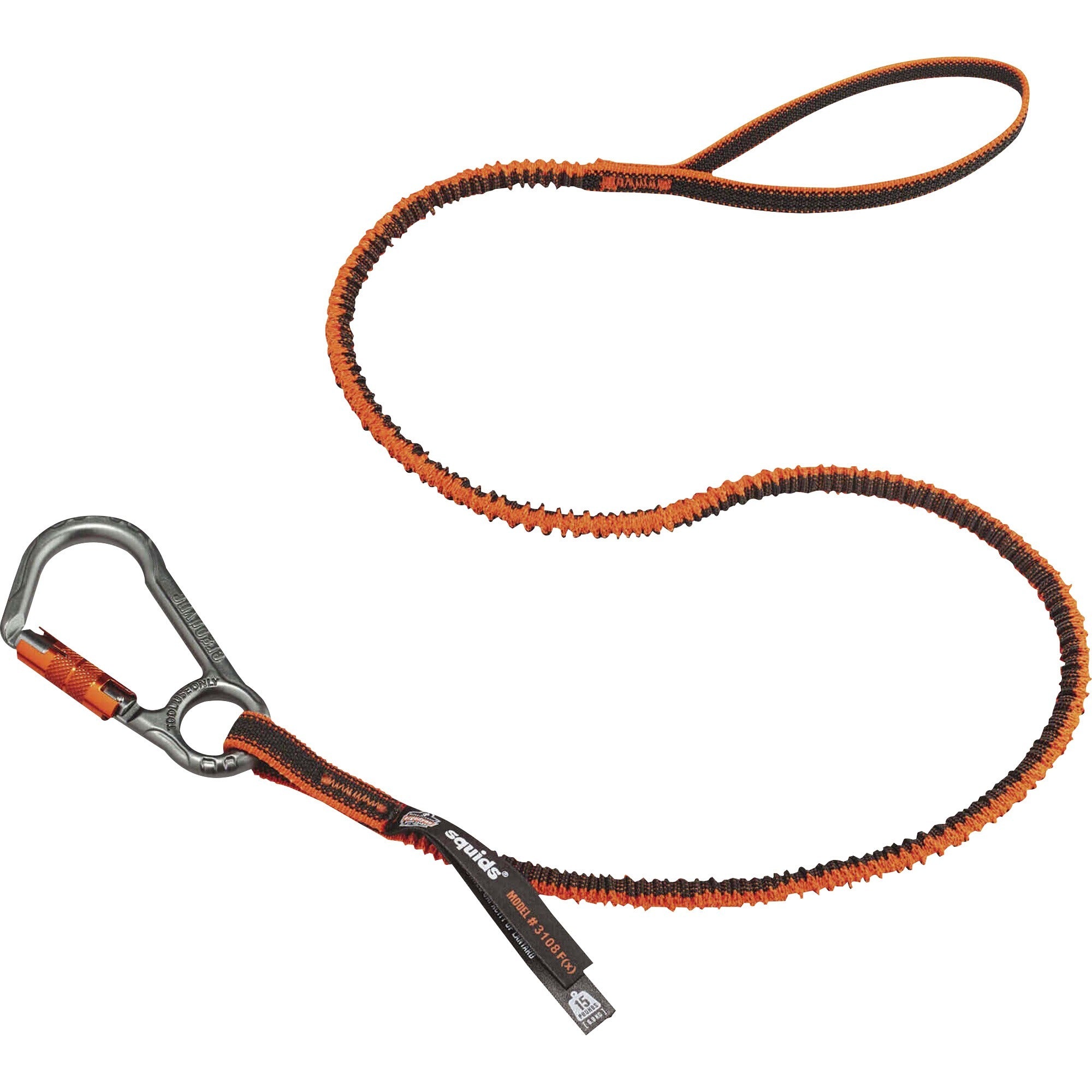 15 lb Load Capacity - Standard - Carabiner Attachment - 11.3" Height x 1.3" Width x 35" Length - Orange, Gray - Polyester, Elastic Webbing, Nylon - 6 / Carton