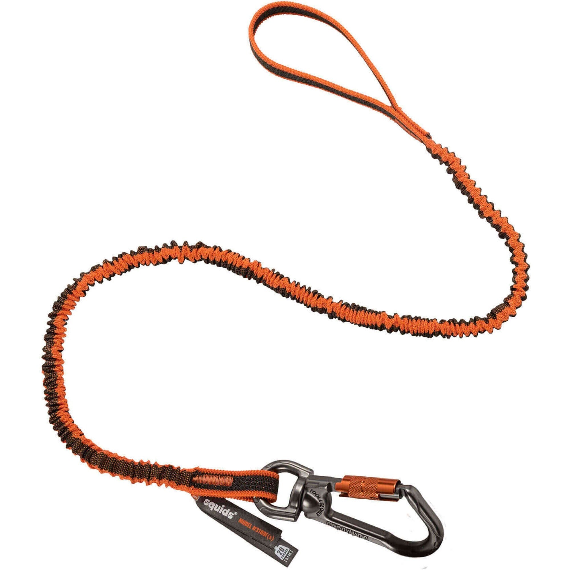 Adjustable - 25 lb Load Capacity - Standard - Carabiner Attachment - 11.3" Height x 1.3" Width x 70" Length - Orange, Gray - Polyester, Elastic Webbing, Nylon, Anodized Aluminum Alloy - 6 / Carton