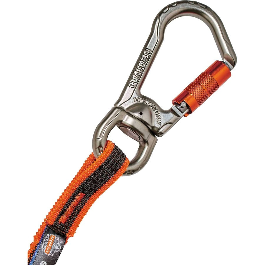 Adjustable - 25 lb Load Capacity - Standard - Carabiner Attachment - 11.3" Height x 1.3" Width x 70" Length - Orange, Gray - Polyester, Elastic Webbing, Nylon, Anodized Aluminum Alloy - 6 / Carton