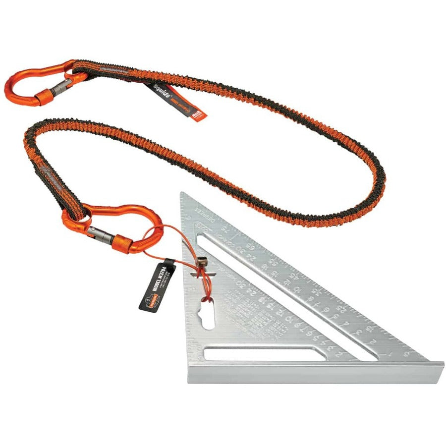 Adjustable - 10 lb Load Capacity - Standard - Carabiner Attachment - 11.3" Height x 1" Width x 48" Length - Orange, Gray - Aluminum, Alloy, Nylon, Elastic Webbing - 6 / Carton