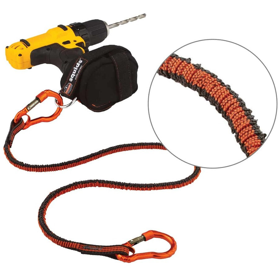 Adjustable - 10 lb Load Capacity - Standard - Carabiner Attachment - 11.3" Height x 1" Width x 48" Length - Orange, Gray - Aluminum, Alloy, Nylon, Elastic Webbing - 6 / Carton