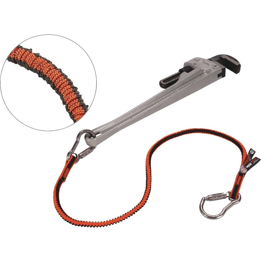Adjustable - 15 lb Load Capacity - Standard - Carabiner Attachment - 11.3" Height x 1" Width x 4" Length - Orange, Gray - Elastic Webbing, Stainless Steel - 6 / Carton