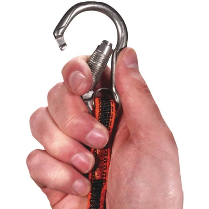 Adjustable - 15 lb Load Capacity - Standard - Carabiner Attachment - 11.3" Height x 1" Width x 4" Length - Orange, Gray - Elastic Webbing, Stainless Steel - 6 / Carton