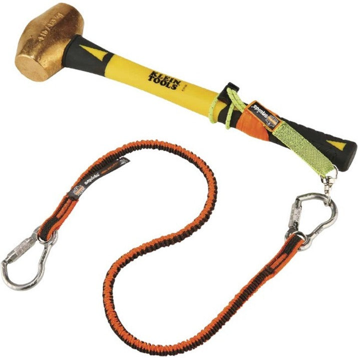 Adjustable - 15 lb Load Capacity - Standard - Carabiner Attachment - 11.3" Height x 1" Width x 4" Length - Orange, Gray - Elastic Webbing, Stainless Steel - 6 / Carton
