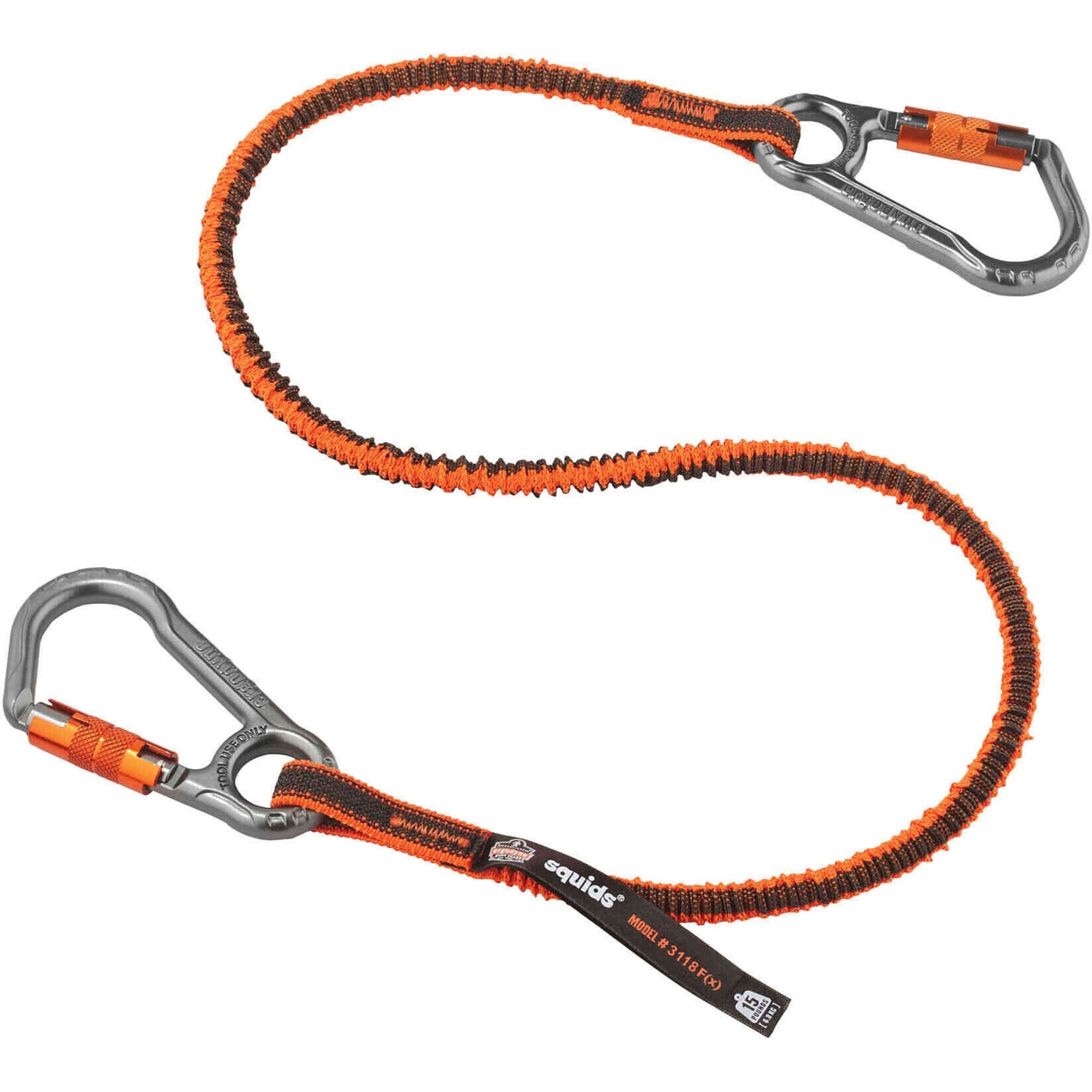 Adjustable - 15 lb Load Capacity - Standard - Carabiner Attachment - 11.3" Height x 1" Width x 48" Length - Orange, Gray - Anodized Aluminum Alloy, Nylon, Polyester Elastic - 6 / Carton