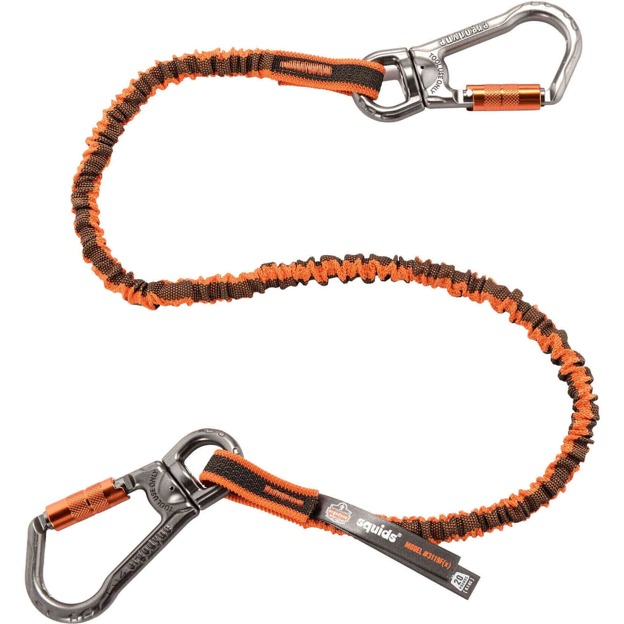 Adjustable - 25 lb Load Capacity - Standard - Carabiner Attachment - 11.3" Height x 1.3" Width x 48" Length - Orange, Gray - Anodized Aluminum Alloy, Nylon - 6 / Carton