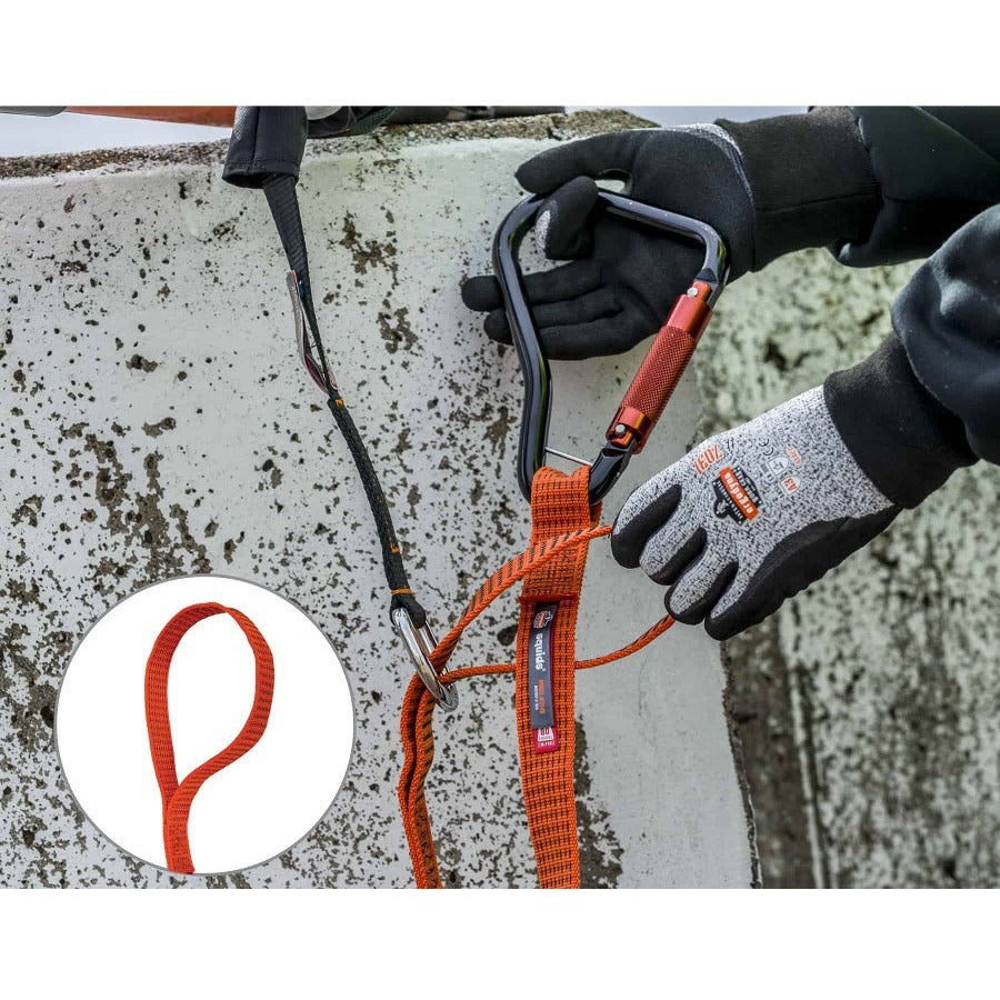 Adjustable - 80 lb Load Capacity - Standard - Carabiner Attachment - 2" Height x 12" Width x 76" Length - Orange - Nylon Webbing - 1 Each