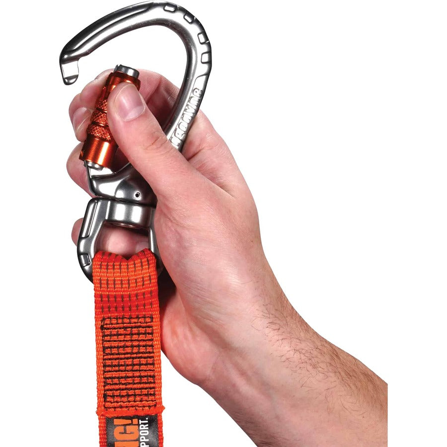 Adjustable - 80 lb Load Capacity - Standard - Carabiner Attachment - 2" Height x 12" Width x 76" Length - Orange - Nylon Webbing, Aluminum - 1 Each