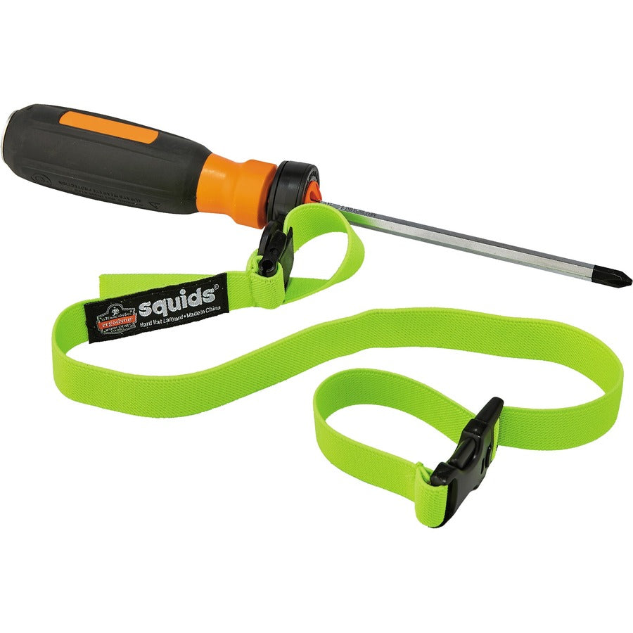 Adjustable - 2 lb Load Capacity - Buckle Attachment - 8" Height x 2" Width x 48" Length - Lime - Elastic, Plastic - 6 / Carton
