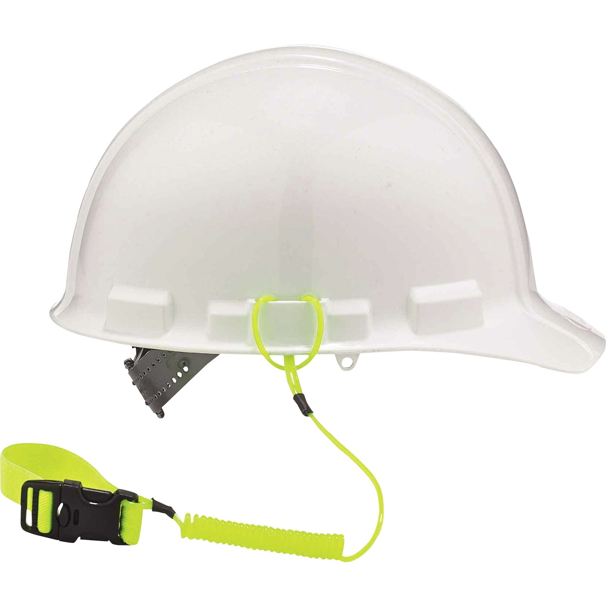 Ergodyne 3157 Coil Tool Lanyard with Buckle - 2lbs / 0.9kg - 2 lb Load Capacity - Buckle Attachment - 1.5" Height x 2" Width x 48" Length - Lime - Plastic - 6 / Carton