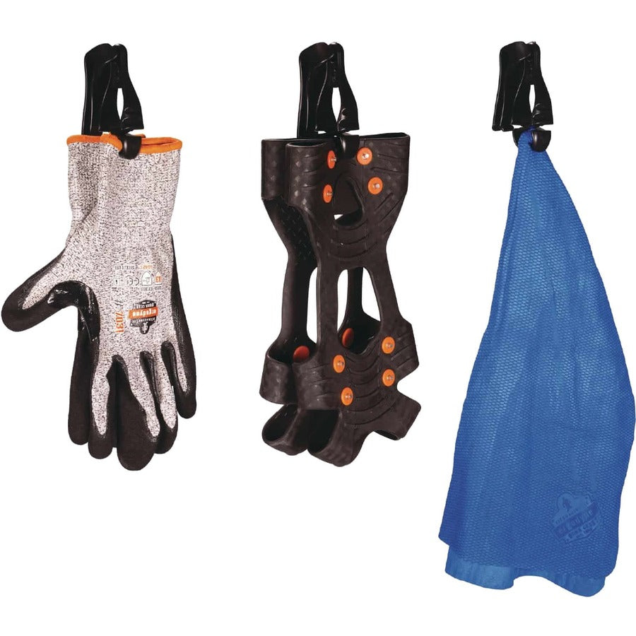 Ergodyne 3405 Glove Clip, Belt Clip Mount, Black, 4" x 2", Durable, Break Resistant, Dual Clip, Non-conductive, Chemical & Temperature Resistant, Acetal Copolymer/TPU, 6 per Carton