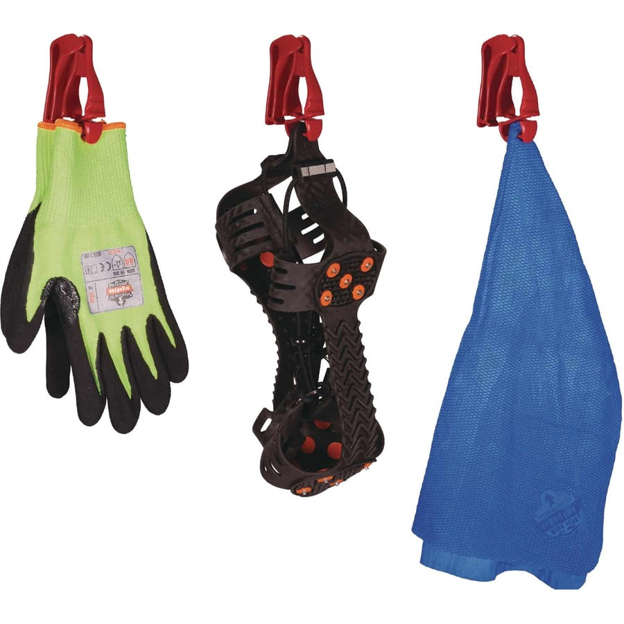 Ergodyne 3405 Glove Clip, Belt Clip Mount, Red, 4" x 2", Durable, Break Resistant, Dual Clip, Non-conductive, Chemical & Temperature Resistant, Acetal Copolymer/TPU, 6 per Carton