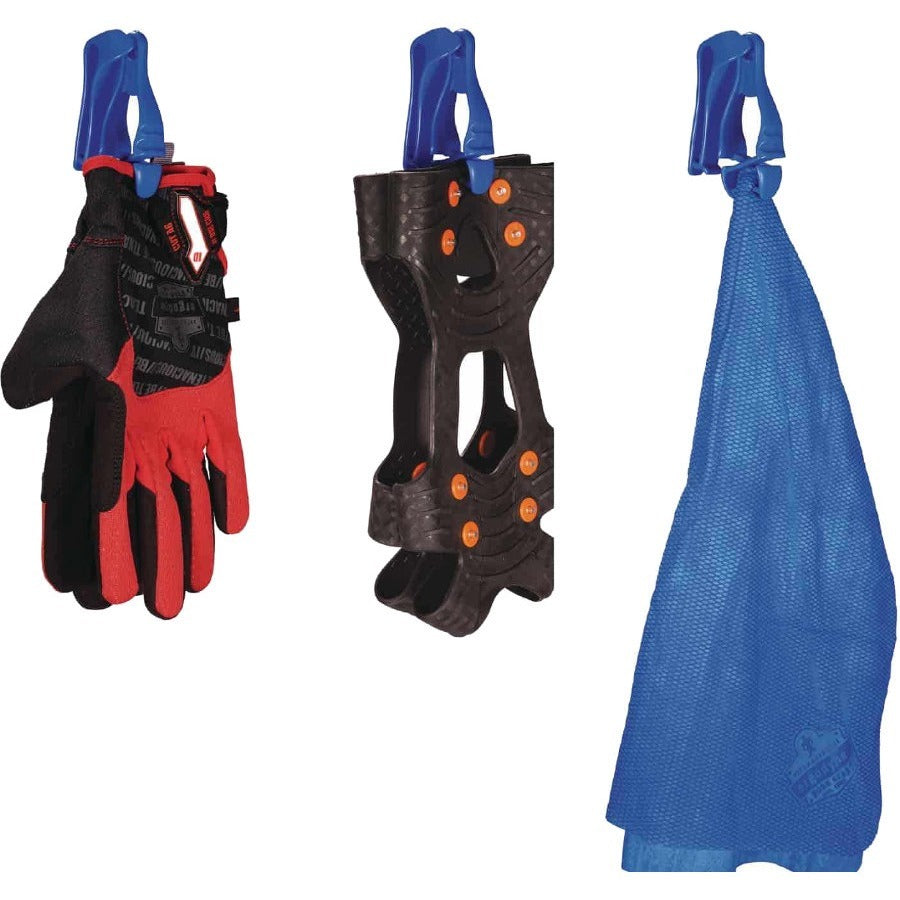 Ergodyne 3405 Glove Clip, Belt Clip Mount, Blue, 4" x 2", Acetal Copolymer/Thermoplastic Polyurethane, Durable, Break Resistant, Dual Clip, Non-conductive, Chemical & Temperature Resistant, 6 per Carton
