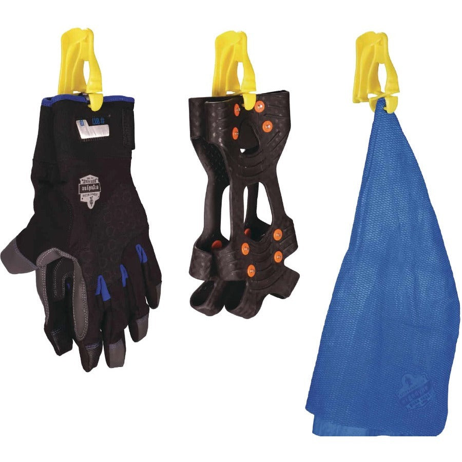 Ergodyne 3405 Glove Clip, Belt Clip Mount, Dual Clip, Durable, Temperature & Chemical Resistant, Non-conductive, Lime, Acetal Copolymer/Thermoplastic Polyurethane, 4" x 2", 6 per Carton
