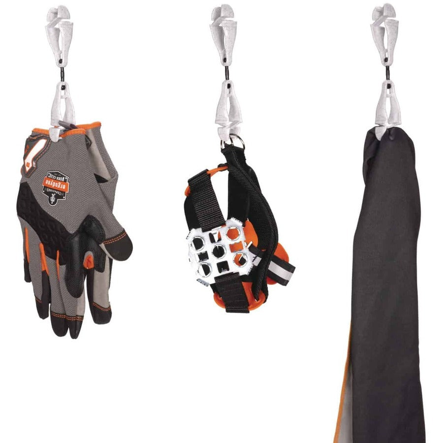 Ergodyne 3420 Swiveling Glove Clip Holder, Dual Clips, Granite, 6.5" x 1.5", Acetal Copolymer & Thermoplastic Polyurethane, 6 per Carton