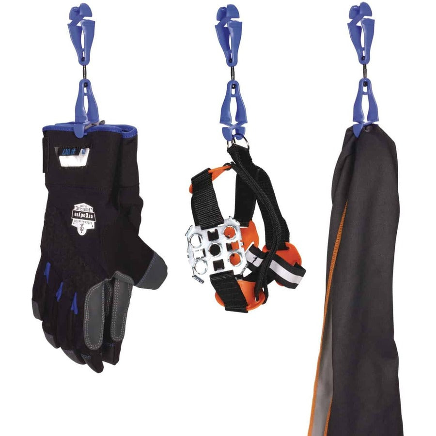 Ergodyne 3420 Swiveling Glove Clip Holder, Dual Clips, Blue, 6.5" x 1.5", Acetal Copolymer/Thermoplastic Polyurethane, 6 per Carton