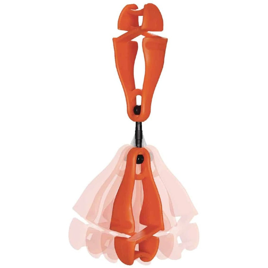 Ergodyne 3420 Swiveling Glove Clip Holder, Dual Clips, 6.5" x 1.5", Orange, Acetal Copolymer/Thermoplastic Polyurethane, 6 per Carton