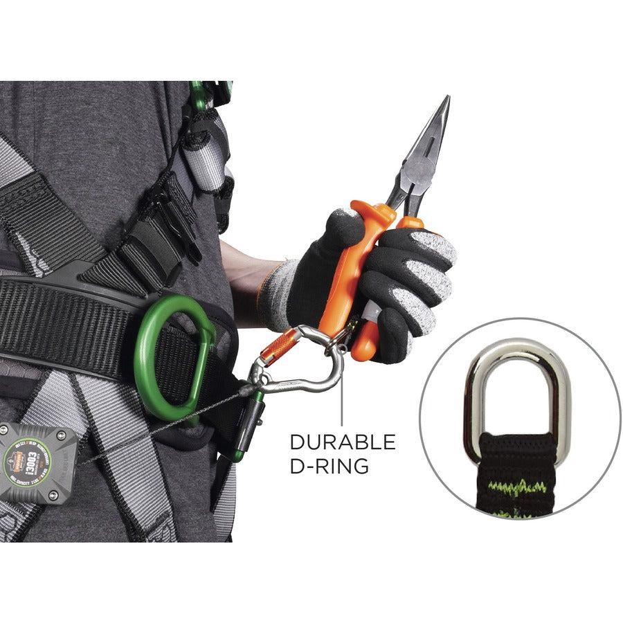 Ergodyne 3700 Web Tool Tether Attachment - D-Ring Tool Tails - 2lbs (6-Pack) - 9.5" Height x 0.3" Width - Black - Nylon Webbing - 6 / Pack